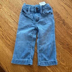 NWT Sz 18m Unisex Baby Wrangler Light Wash 5 Pocket Adjustable Waist Denim Jeans